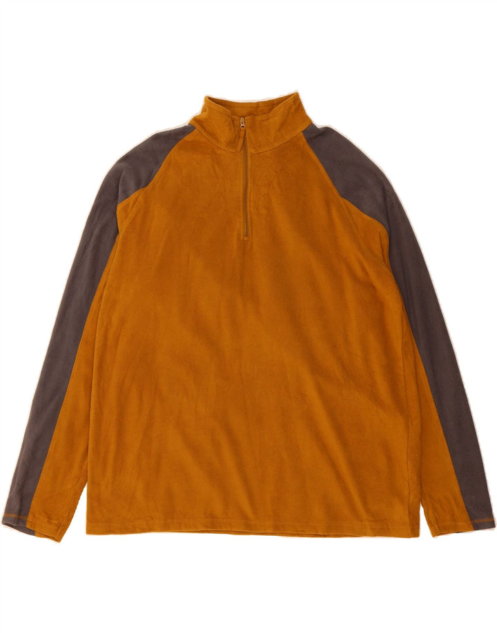 MOUNTAIN WAREHOUSE Mens Zip Neck Fleece Jumper XL Brown Colourblock Vintage Mountain Warehouse and Second-Hand Mountain Warehouse from Messina Hembry 