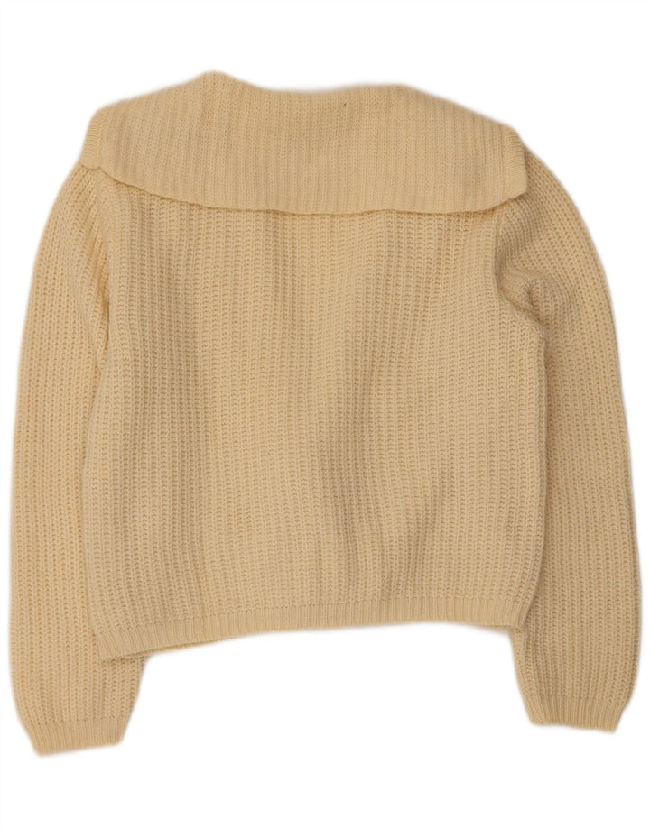 Suéter cardigã feminino BENETTON IT 46 grande lã branca