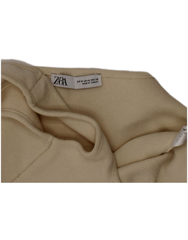 Zara Top curto feminino médio bege poliamida