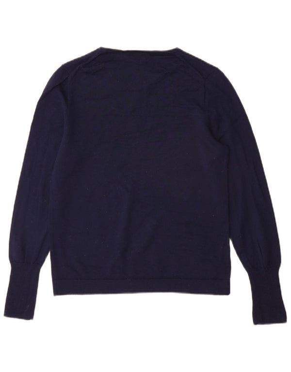 J. Crew Suéter feminino com gola canoa Reino Unido 10 pequeno azul marinho