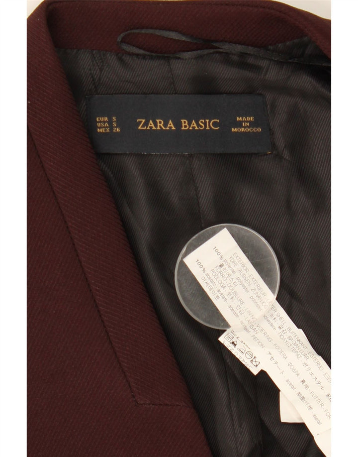 ZARA Womens Open Gilet UK 10 Pequeno Poliéster Marrom