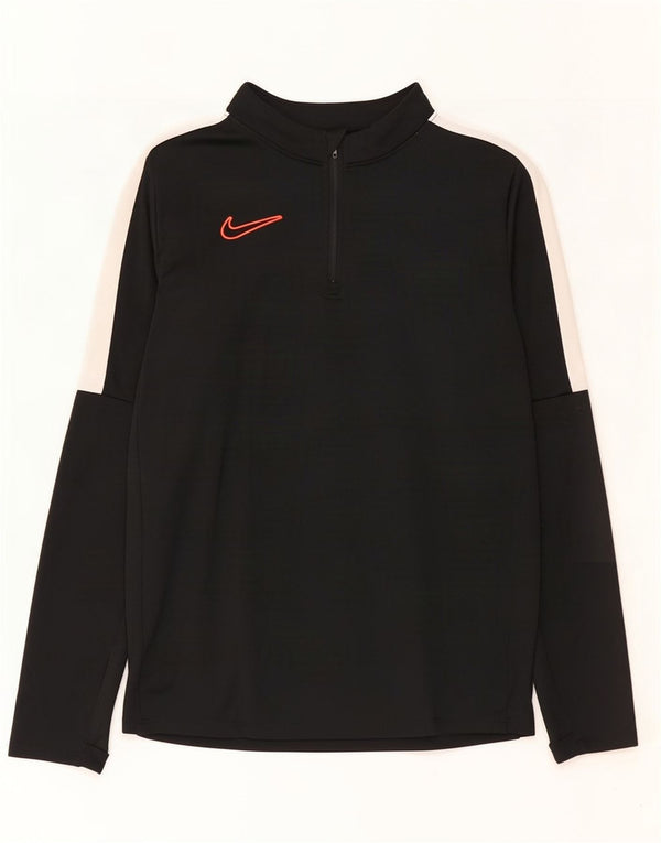 Top Nike Boys Dri Fit manga comprida 12-13 anos grande bloco colorido preto
