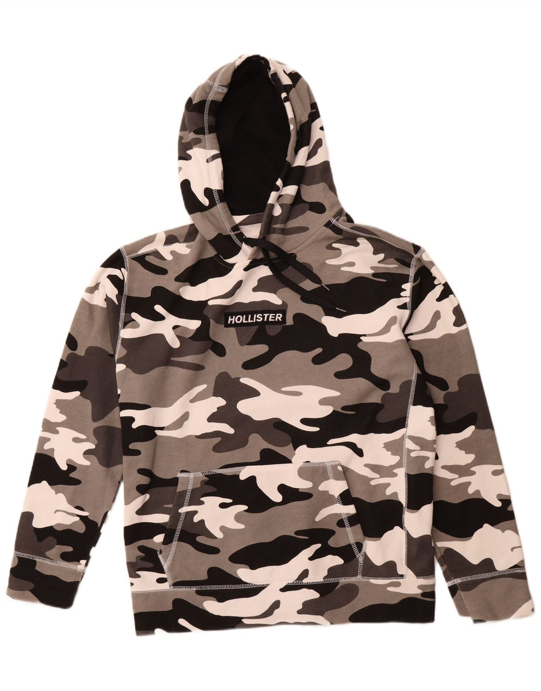 HOLLISTER moletom com capuz masculino grande algodão camuflado cinza