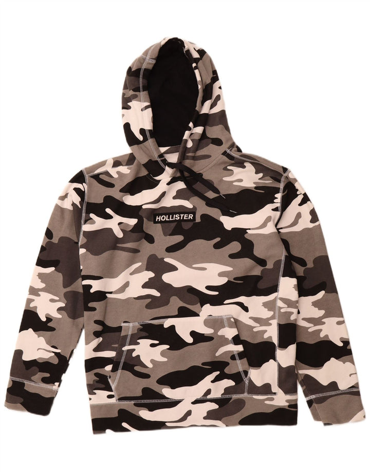 HOLLISTER moletom com capuz masculino grande algodão camuflado cinza
