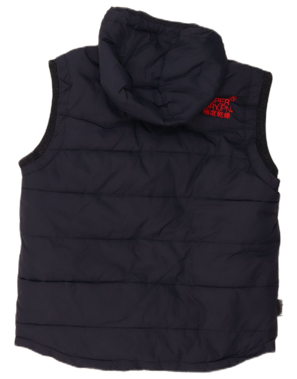 Colete acolchoado com capuz masculino Superdry UK 42 XL azul marinho poliéster
