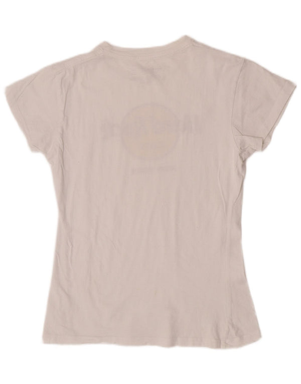 Camiseta feminina Hard Rock Cafe New York Graphic Top UK 12 Médio Branco