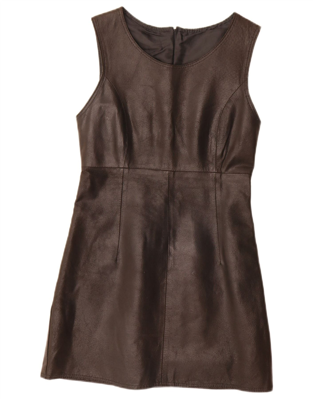 Vestido feminino vintage sem mangas com bainha de couro IT 42 médio preto