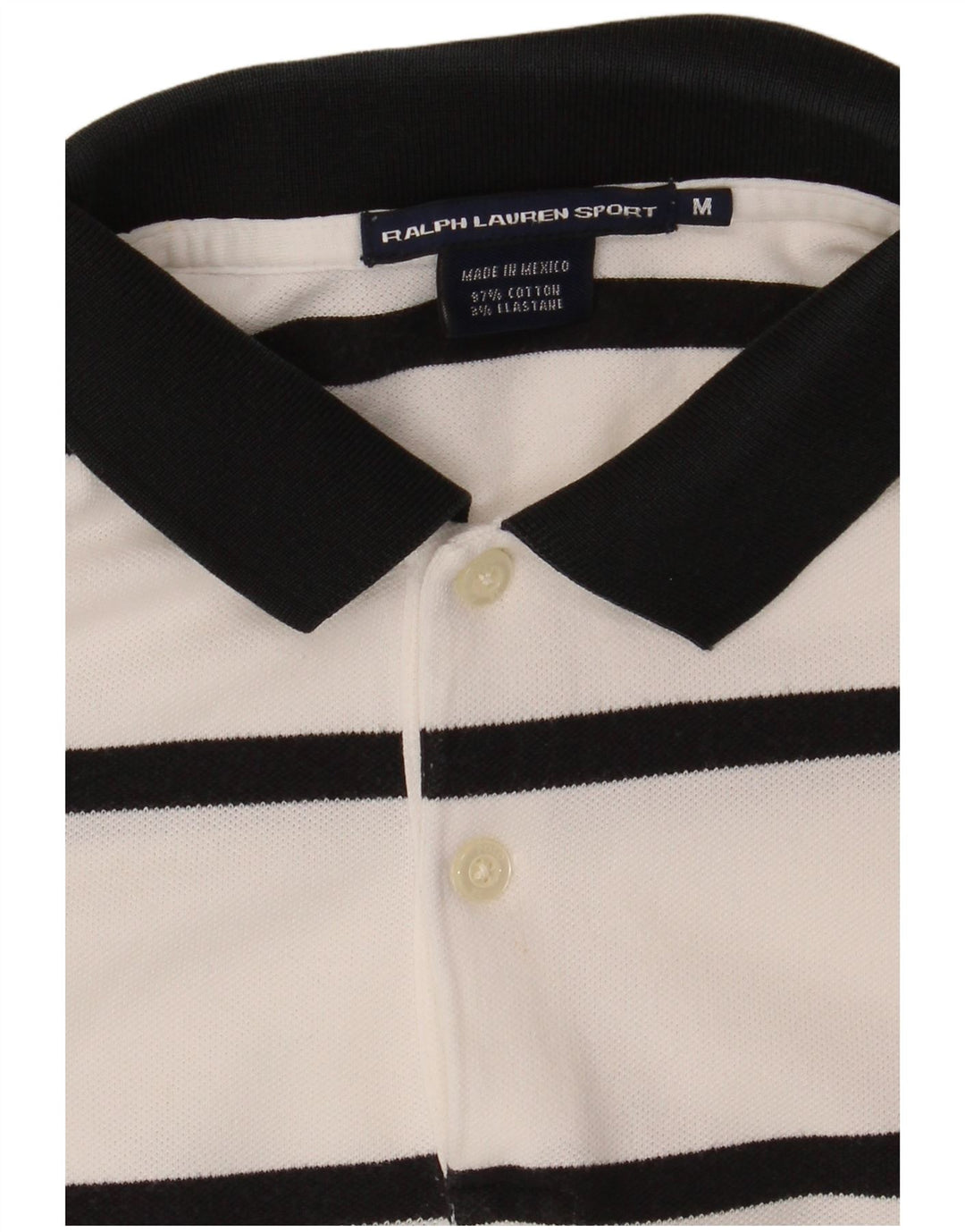 Camisa polo feminina de rugby RALPH LAUREN Reino Unido 12 algodão listrado branco médio