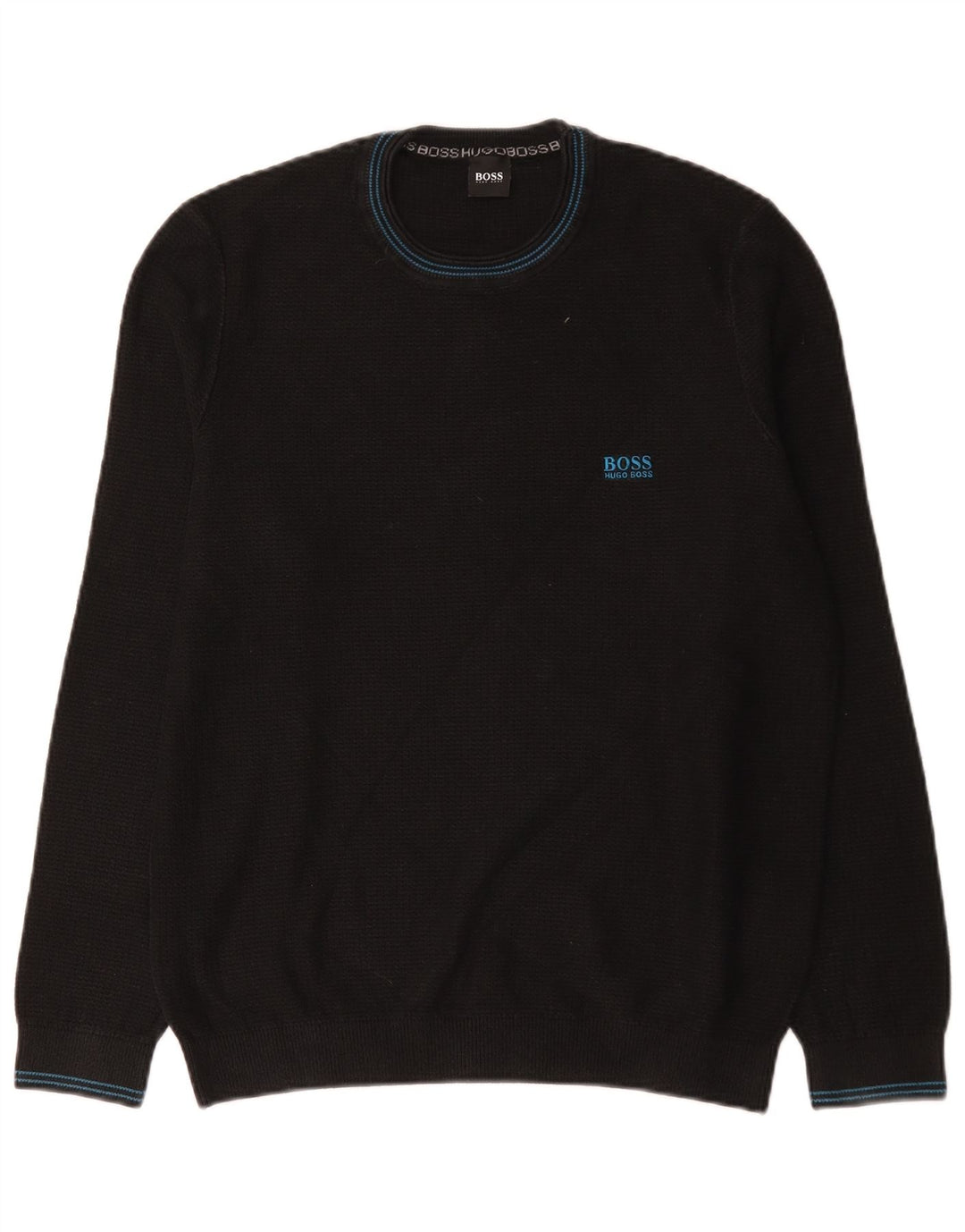 Suéter masculino Hugo Boss com gola redonda, grande algodão preto