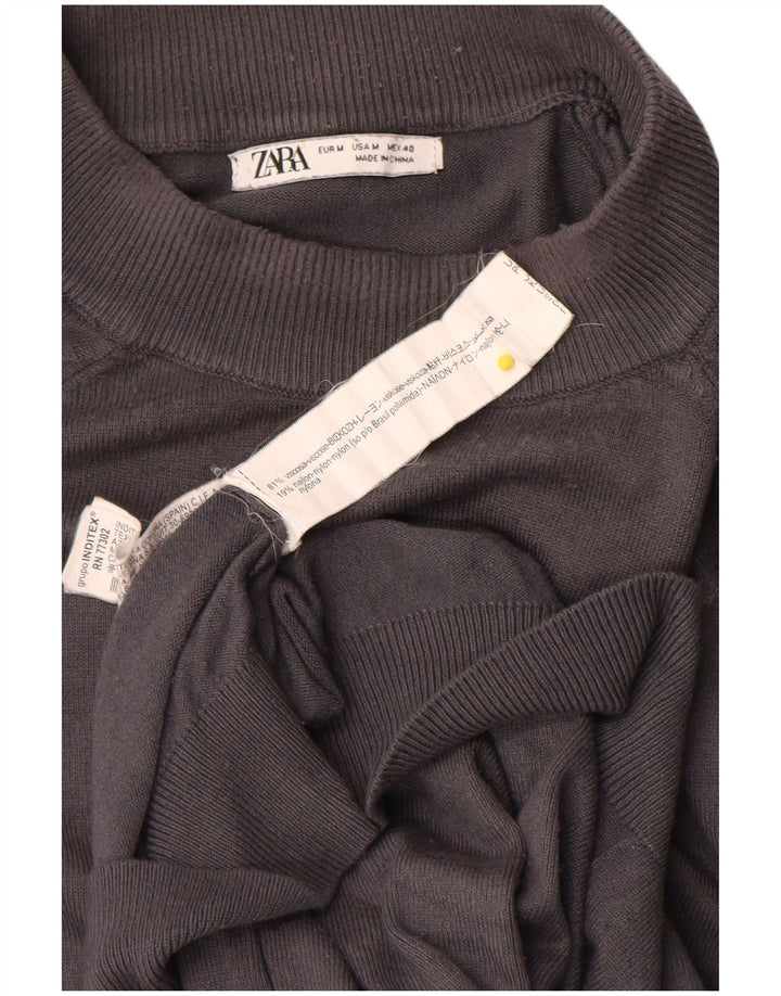 Zara Suéter masculino com gola redonda e viscose cinza médio