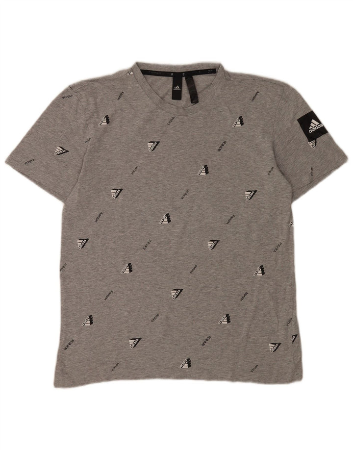 Camiseta masculina ADIDAS com estampa gráfica cinza médio algodão