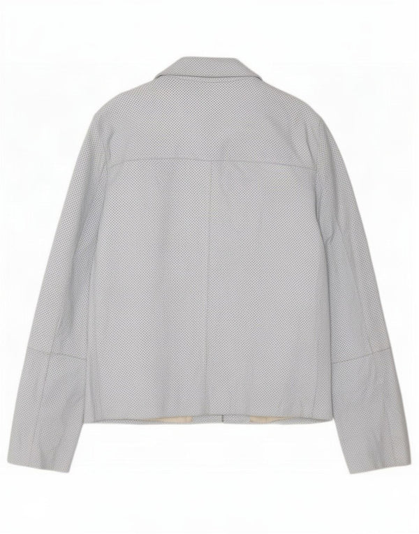 Jaqueta de couro feminina Marella UK 16 grande azul manchado