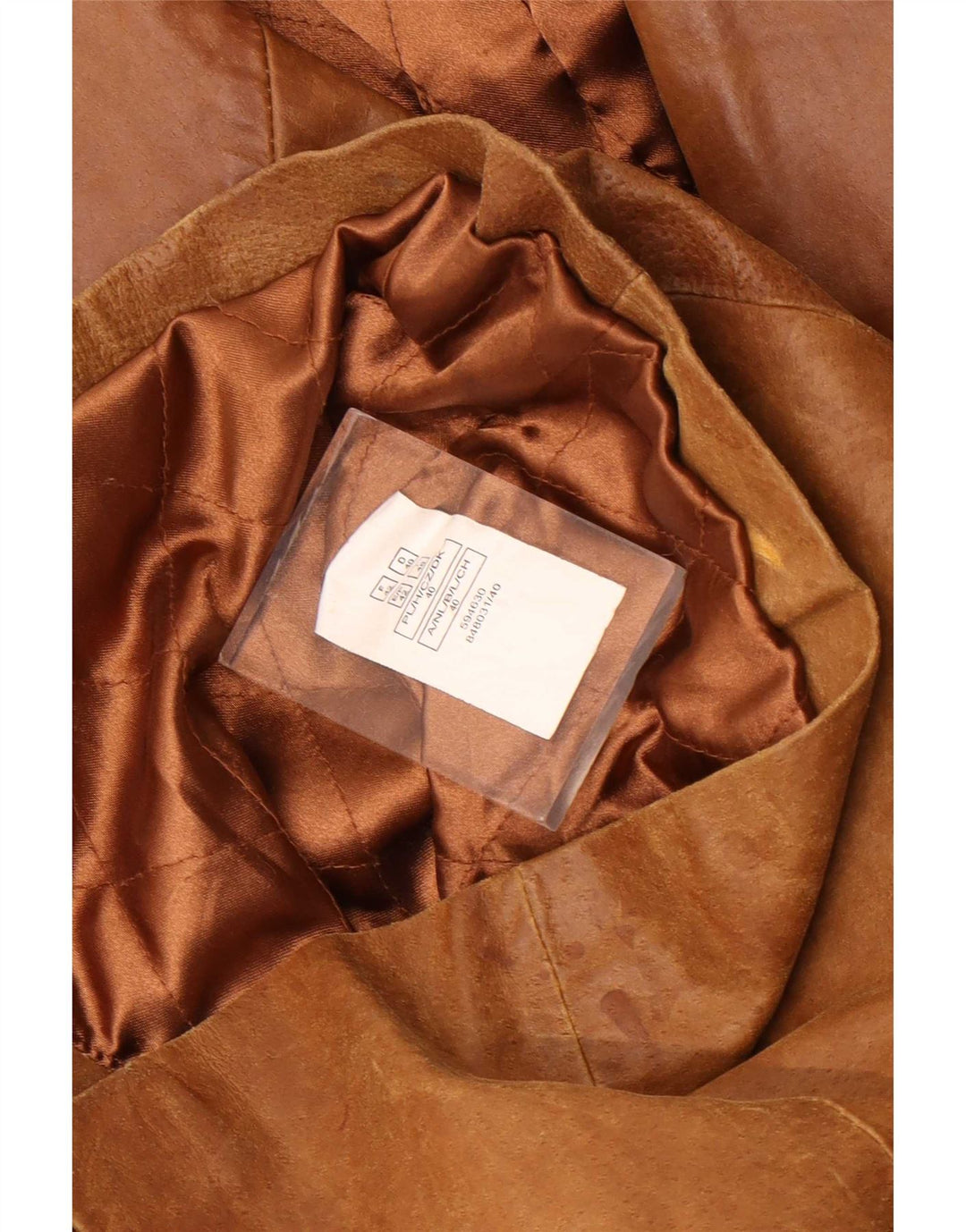 Casaco de couro feminino vintage IT 46 grande marrom