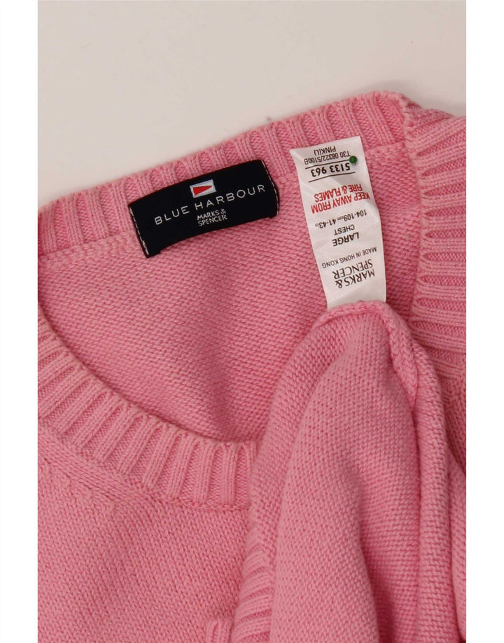 Suéter masculino Marks & Spencer Blue Harbor com gola redonda grande rosa