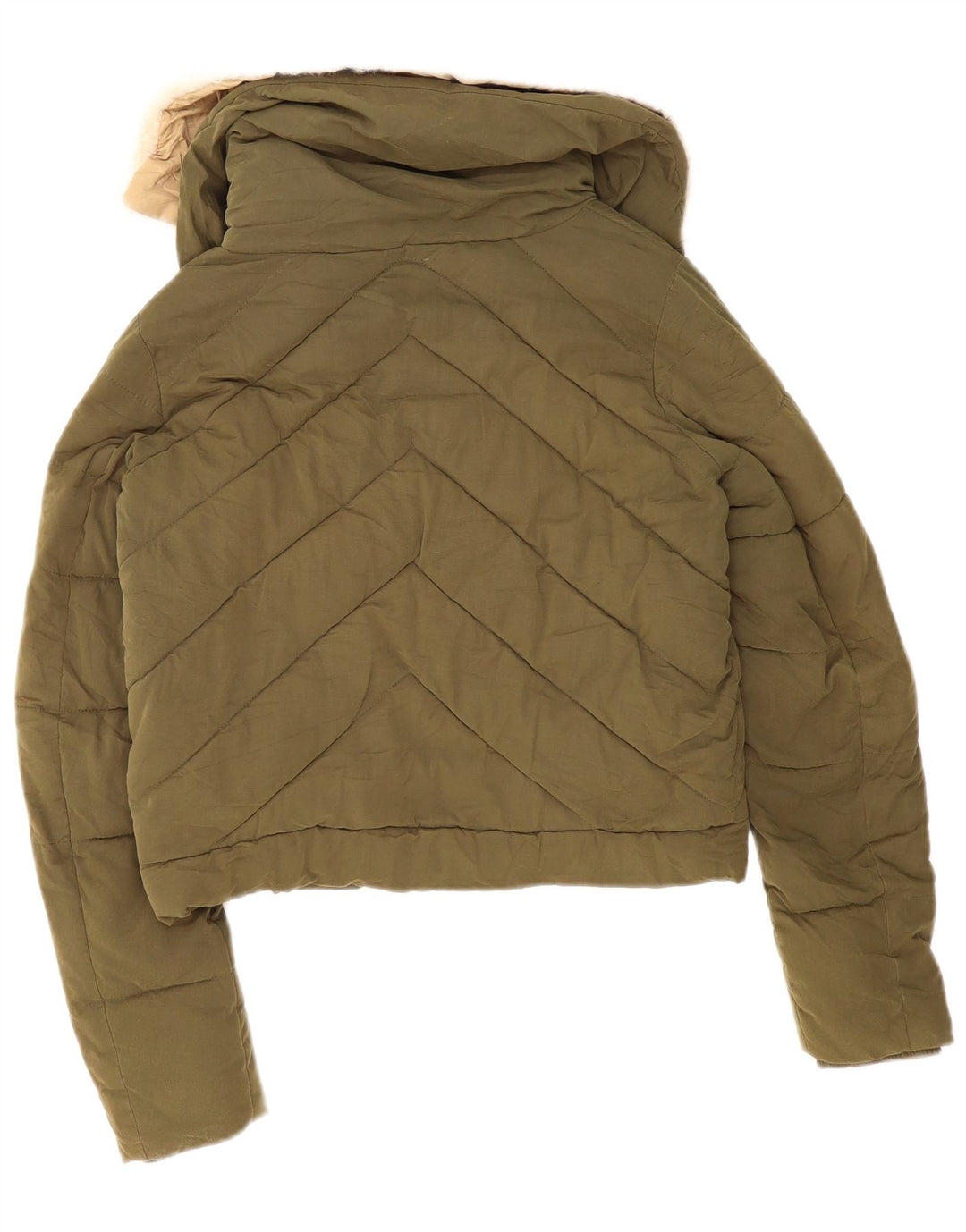 Zara Womens Crop Oversized Jaqueta Acolchoada Reino Unido 6 XS Caqui
