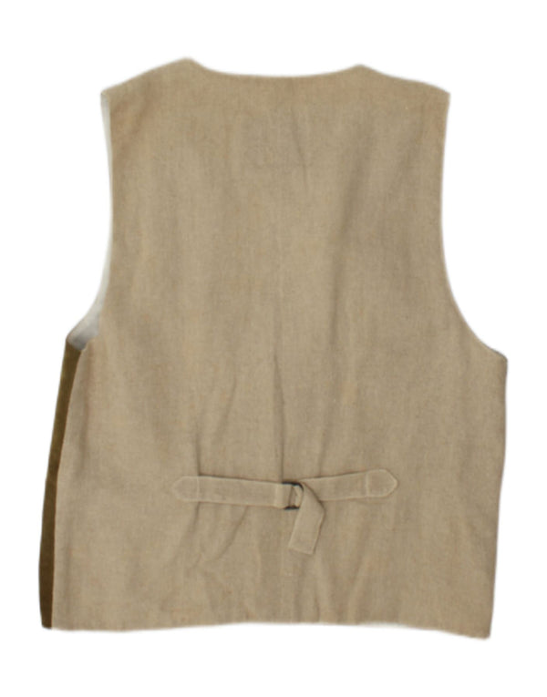 Colete de camurça masculino vintage UE 48/50 médio cáqui couro colorblock