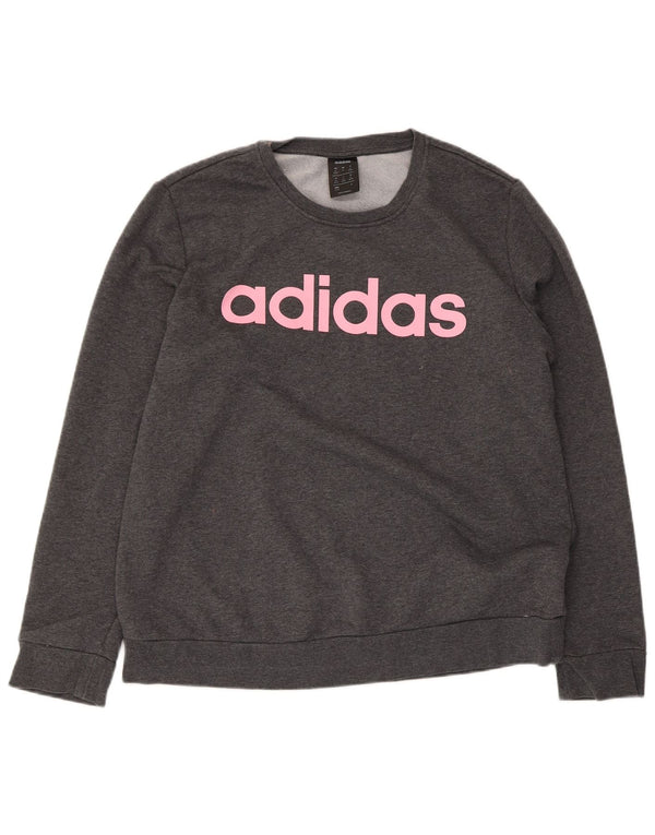 Adidas feminino gráfico moletom jumper UK 20/22 XL cinza algodão