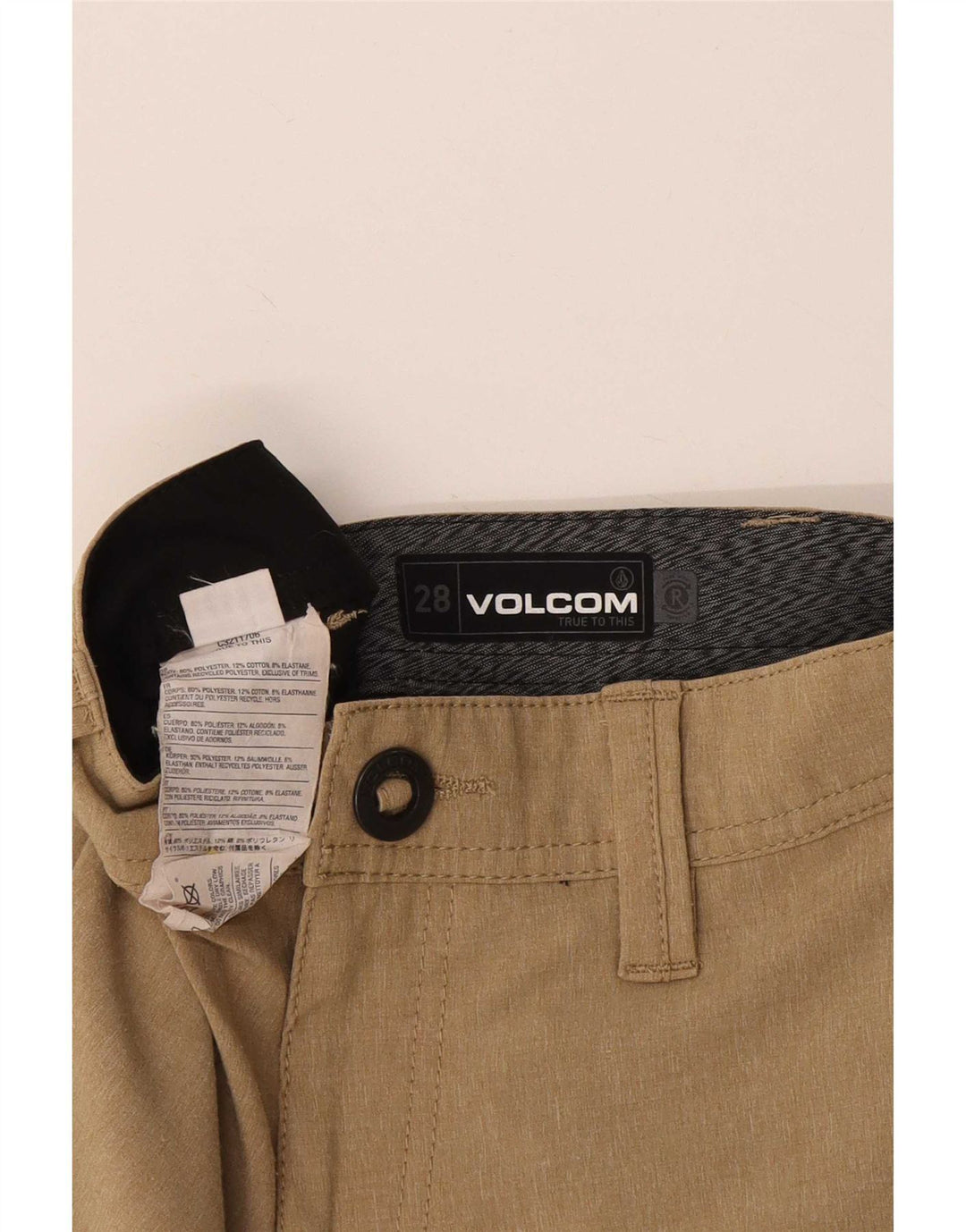 Shorts Chino Masculino Volcom W28 Poliéster Bege Médio
