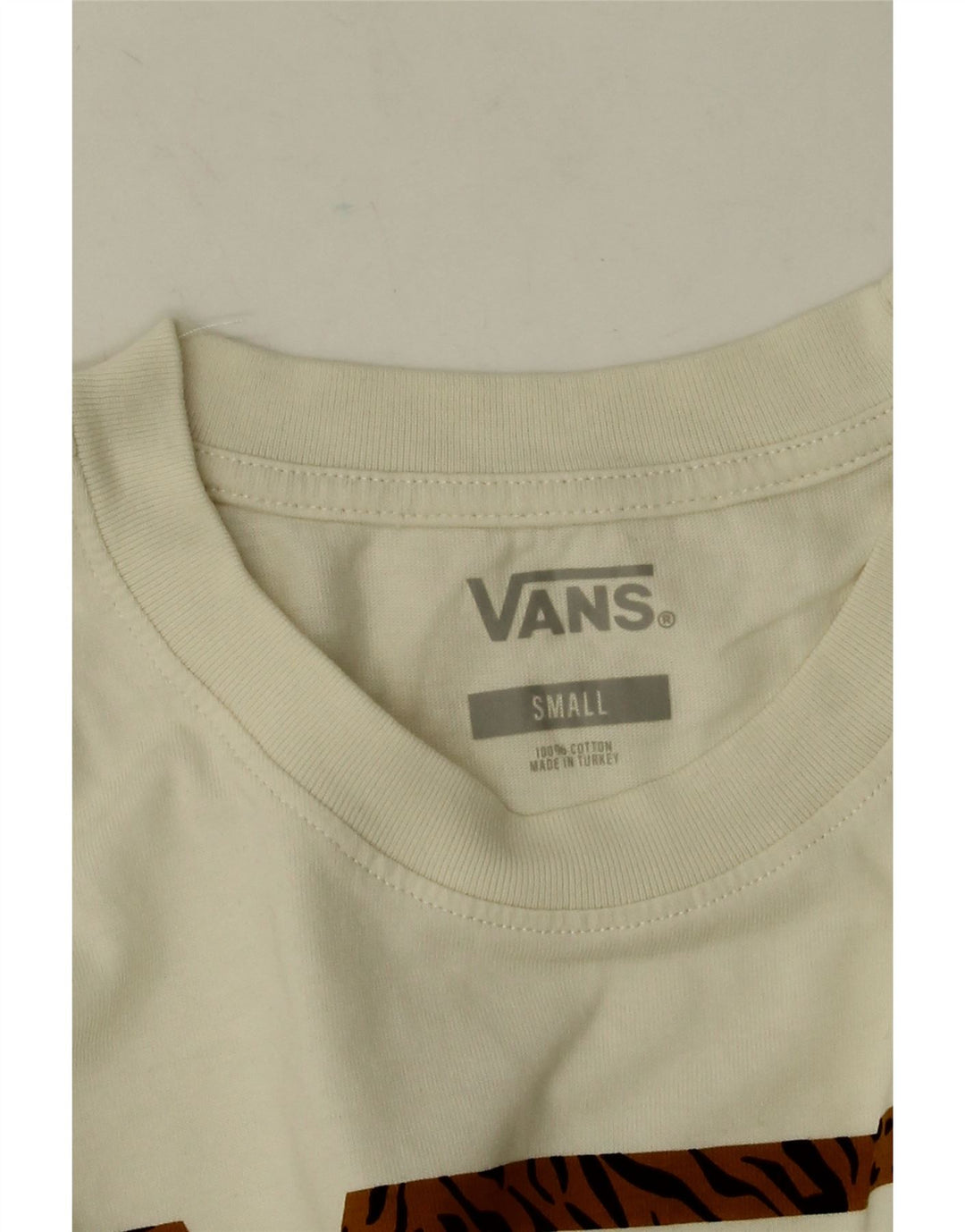 Vans Mens Graphic Top Manga Longa Pequeno Off White Algodão