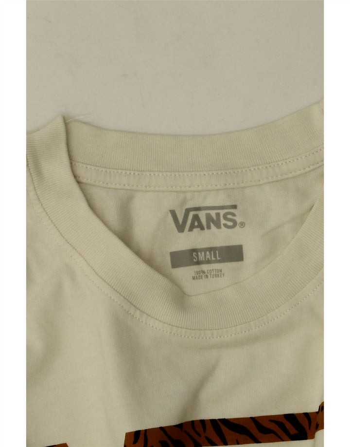 Vans Mens Graphic Top Manga Longa Pequeno Off White Algodão