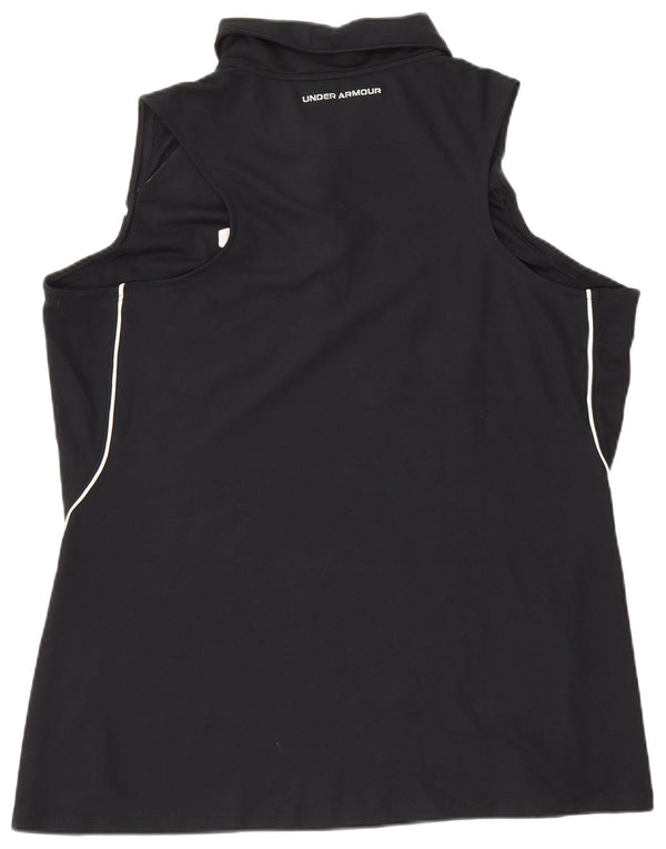 Camisa polo feminina sem mangas Under Armour UK 18 XL preta poliéster esportiva