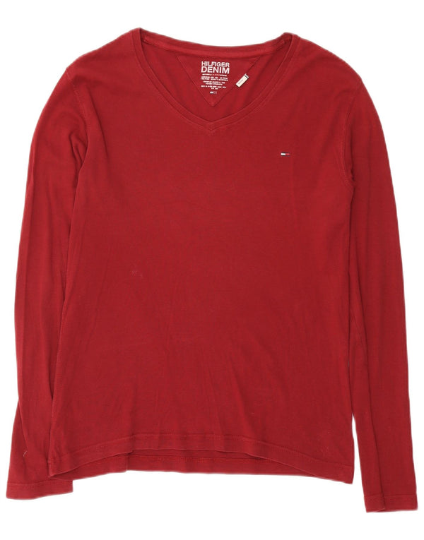 Tommy Hilfiger Mens Top Manga Longa Reino Unido 14 Médio Algodão Borgonha