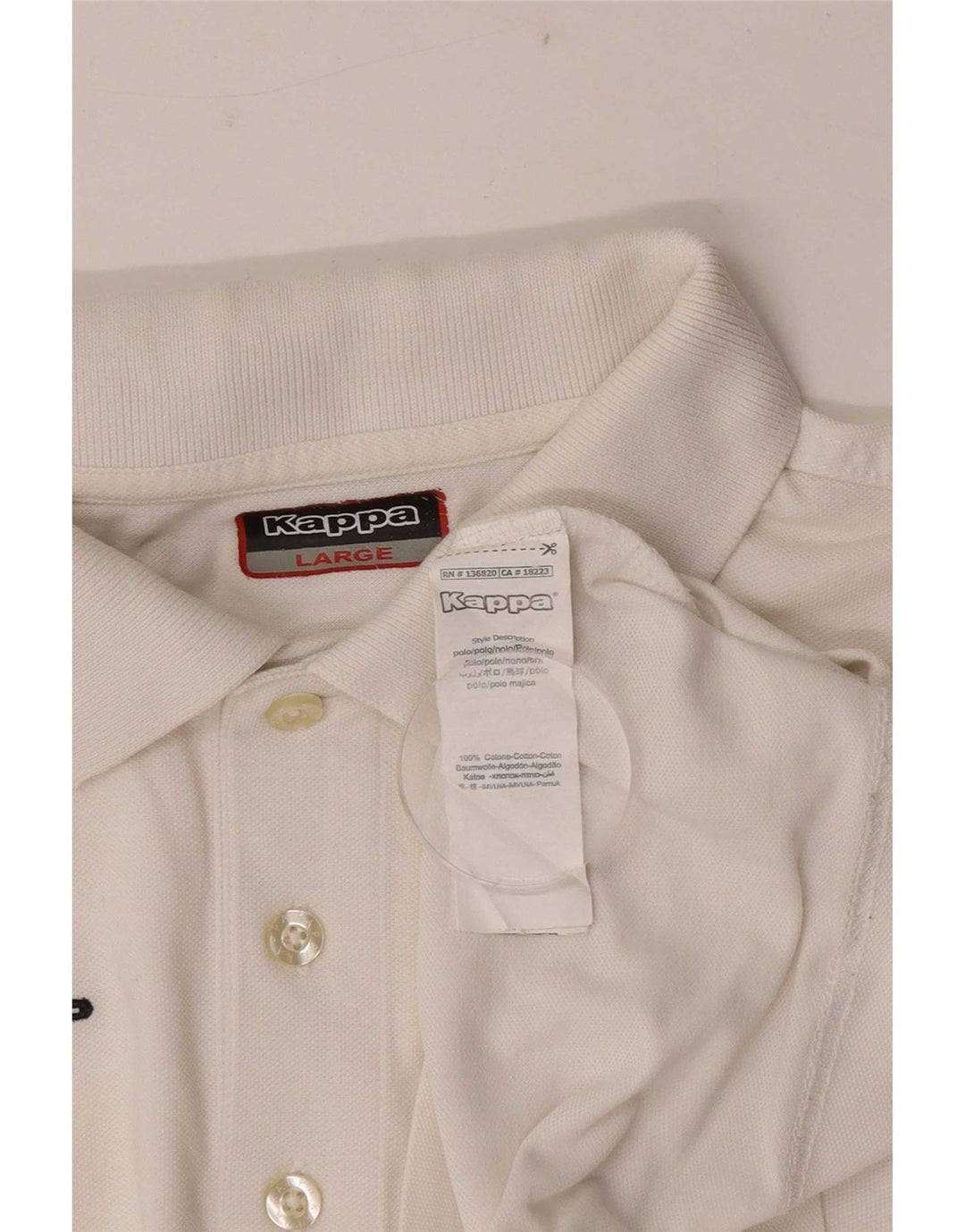 Camisa polo masculina Kappa grande algodão branco