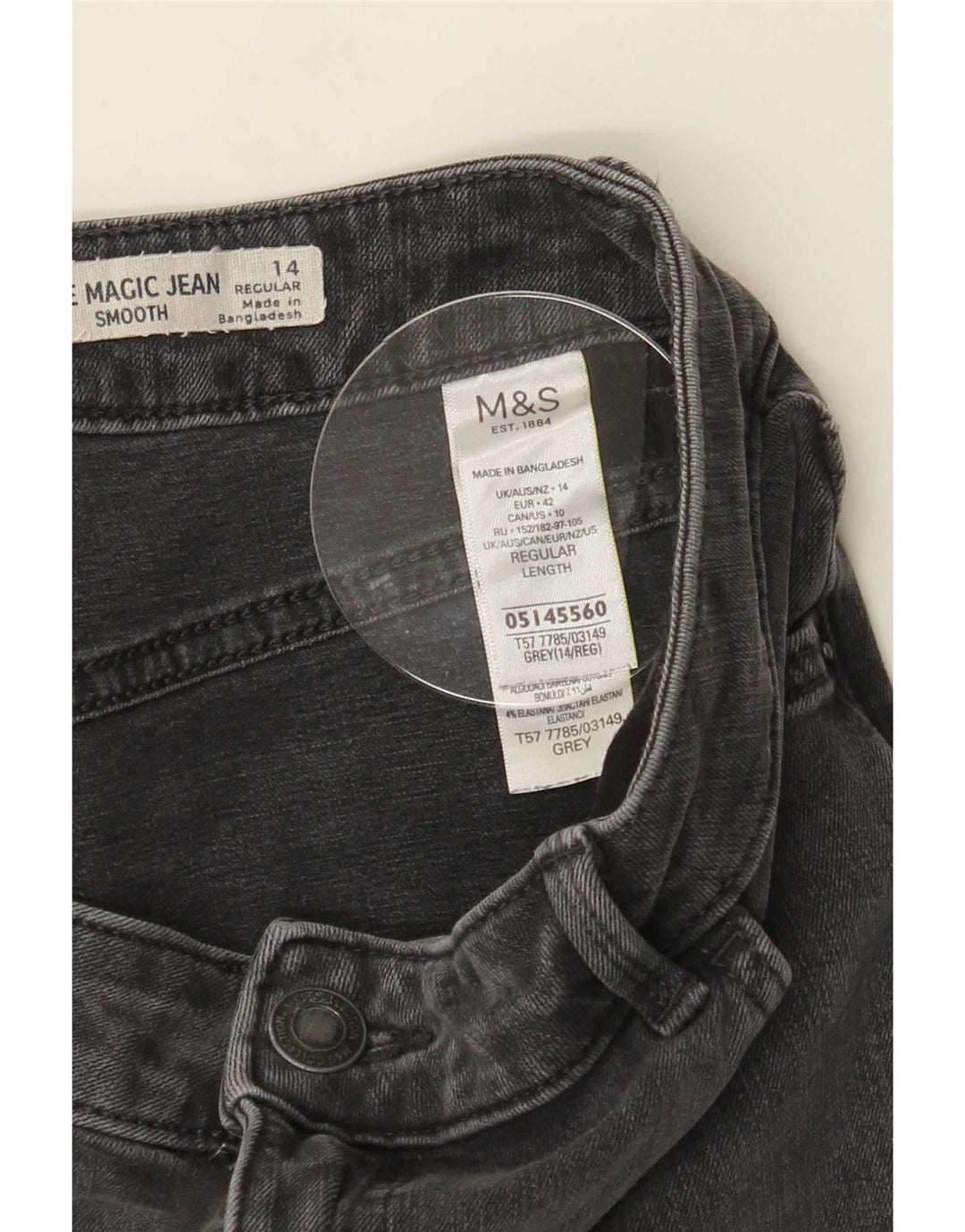 Marks & Spencer Feminino The Magic Slim Jeans Reino Unido 14 Médio W30 L28 Cinza