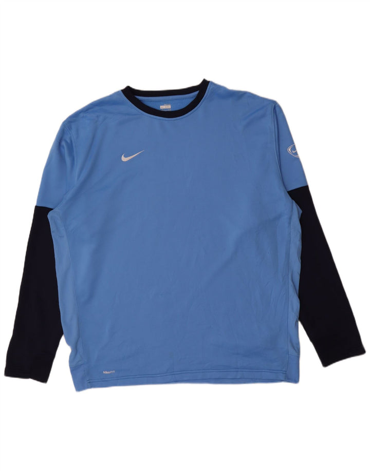 Top masculino Nike manga comprida UK 47/48 2XL azul colorblock poliéster