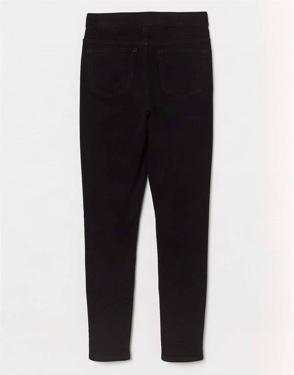 Calça jeans feminina Marks & Spencer UK 12 médio W30 L29 algodão preto
