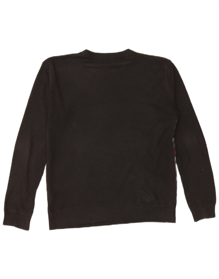 Suéter masculino Pierre Cardin com gola redonda, grande poliéster geométrico preto