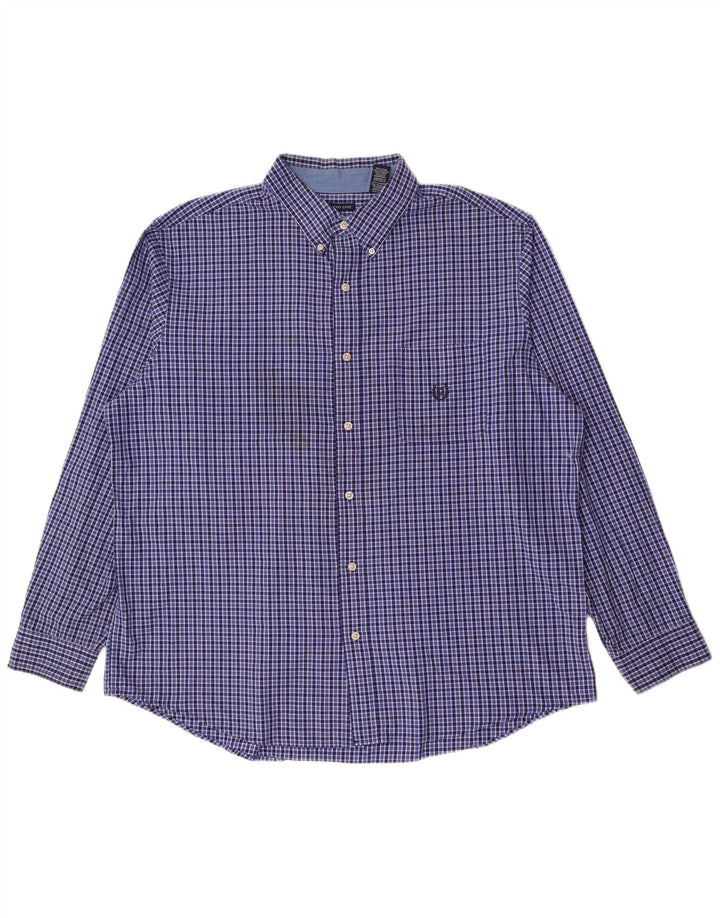Camisa masculina Chaps Easy Care 2XL algodão guingão azul