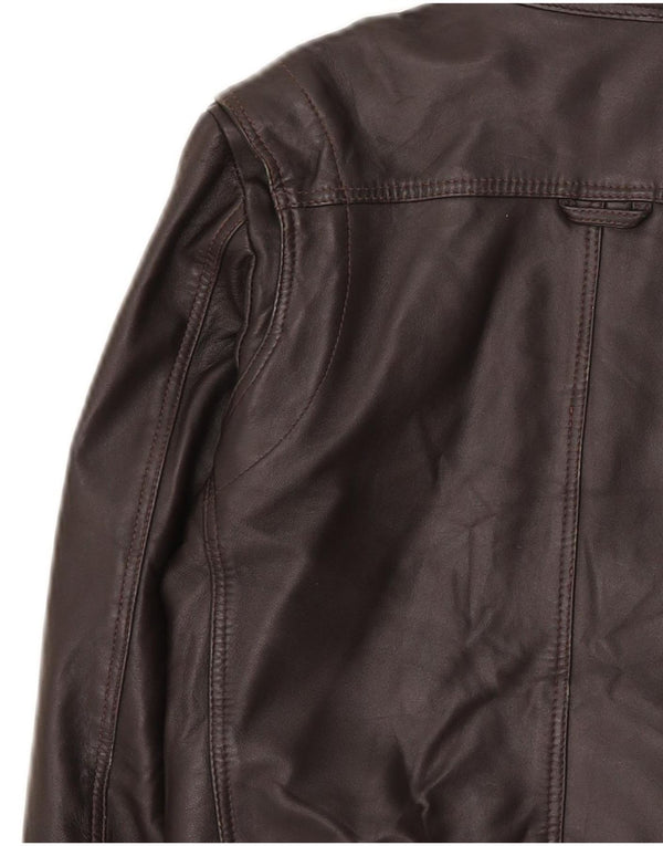 Jaqueta bomber feminina de couro In Extenso UK 18 XL marrom