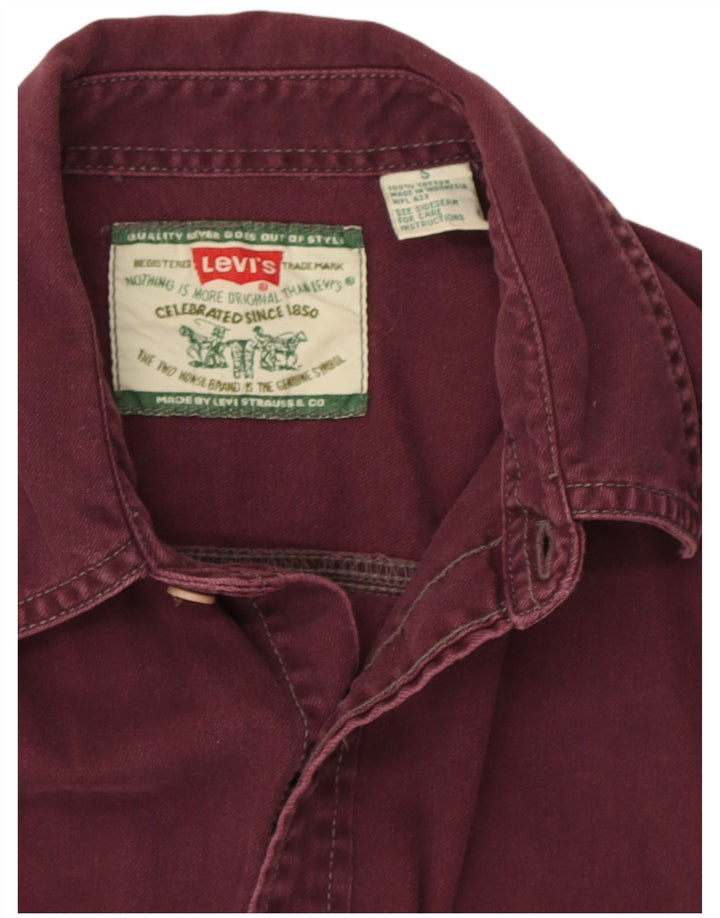 Camisa jeans masculina Levi's pequena de algodão Borgonha