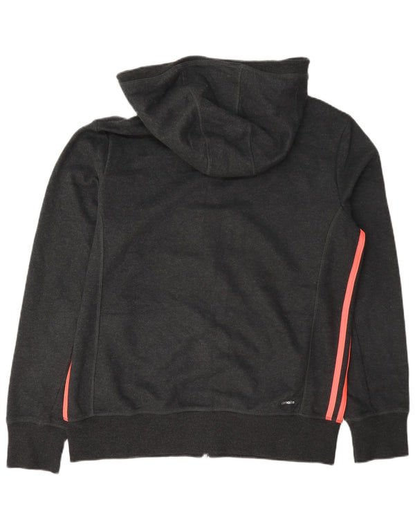 Suéter Adidas Feminino Climalite Zip com Capuz UK 16/18 Grande Algodão Cinza
