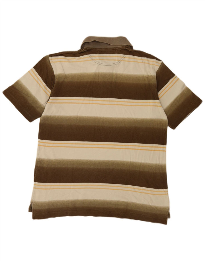 Camisa polo masculina Sergio Tacchini de algodão listrado marrom médio
