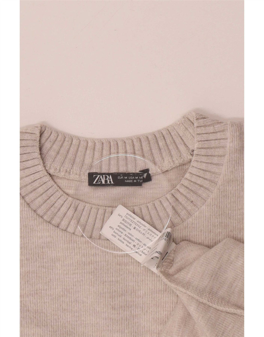 Blusa feminina Zara UK 14 poliéster bege médio