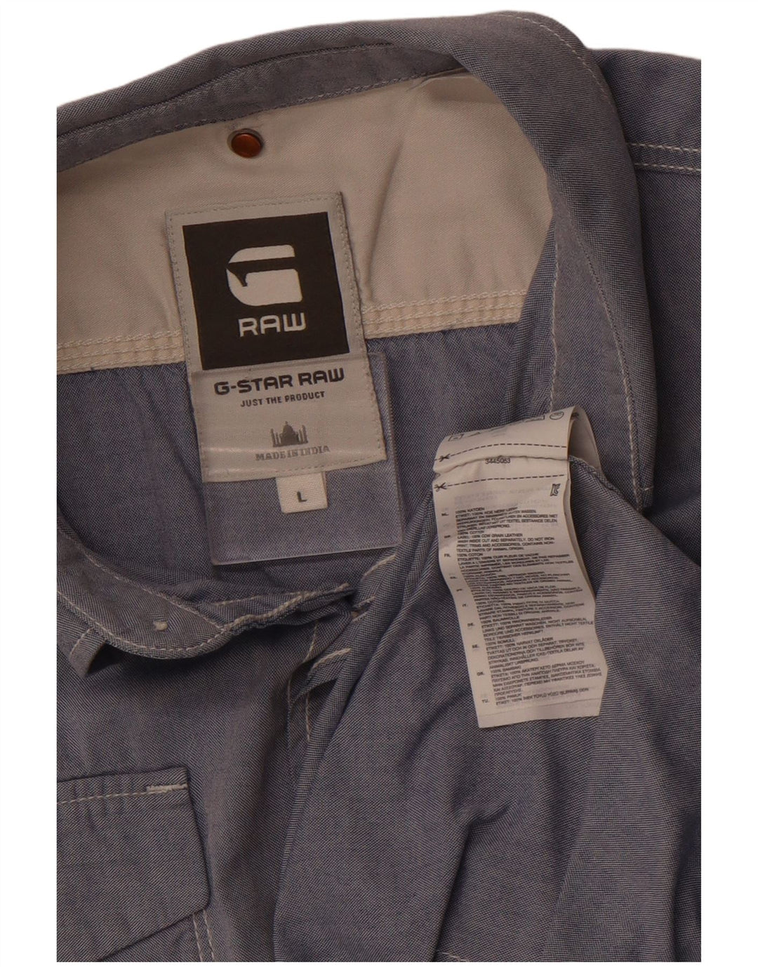 Camisa masculina de manga curta G-Star grande algodão azul