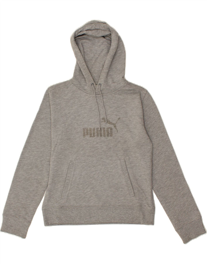 PUMA Womens Graphic Hoodie Jumper UK 12 Medium Grey Cotton Vintage Puma and Second-Hand Puma from Messina Hembry 