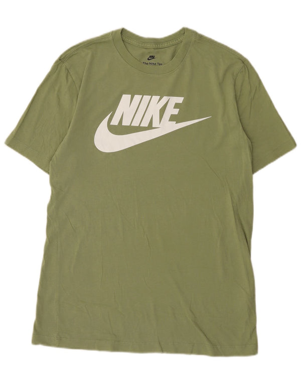 Camiseta Nike masculina gráfica Top pequeno algodão cáqui
