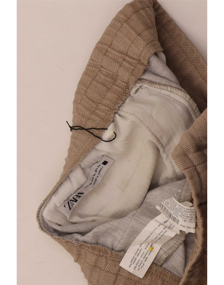 Calça feminina Zara Slim Cropped XL W34 L26 Poliéster Bege