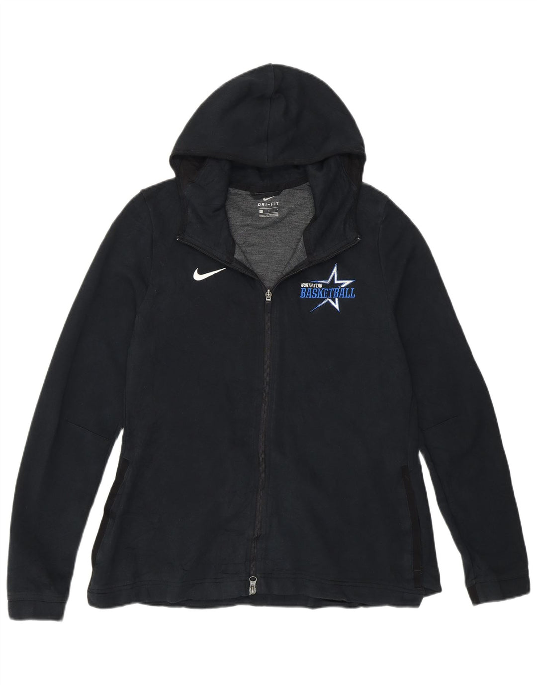 Suéter Nike feminino com capuz e zíper Reino Unido 16 grande poliéster preto