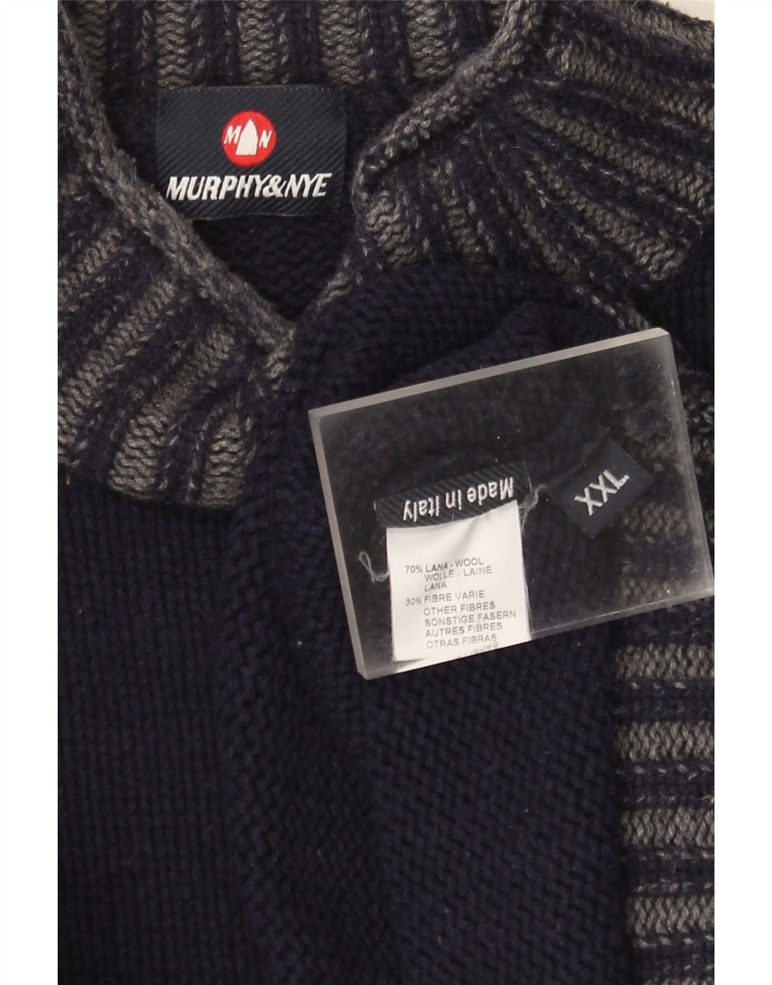 Murphy & Nye Suéter masculino Sailwear com gola tartaruga gráfica 2XL azul marinho