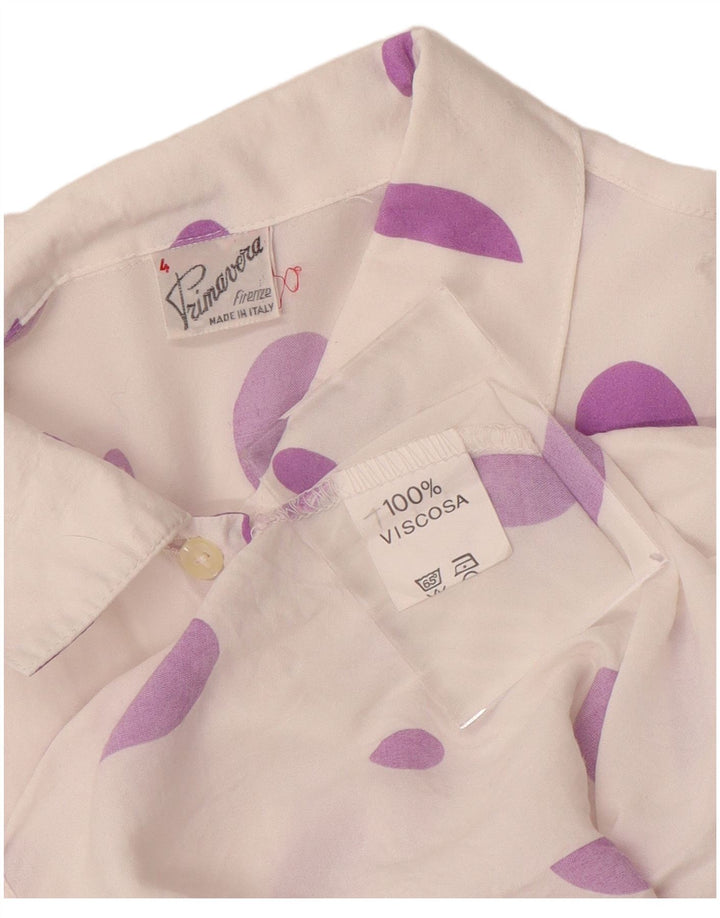 Blusa feminina Primavera Firenze UK 14 médio branco manchado