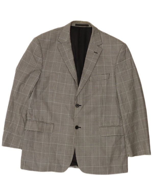 Jaqueta blazer masculina de 2 botões Marks & Spencer Reino Unido 42 grande preto Houndstooth