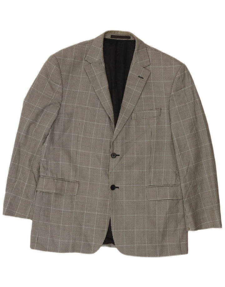 Jaqueta blazer masculina de 2 botões Marks & Spencer Reino Unido 42 grande preto Houndstooth