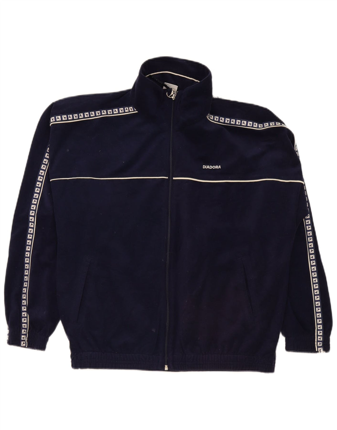 Diadora Mens Graphic Velour Tracksuit Top Jacket UK 38 Médio Azul Marinho