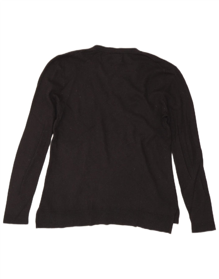 Suéter feminino Massimo Dutti com decote em V Reino Unido 14 grande lã preta