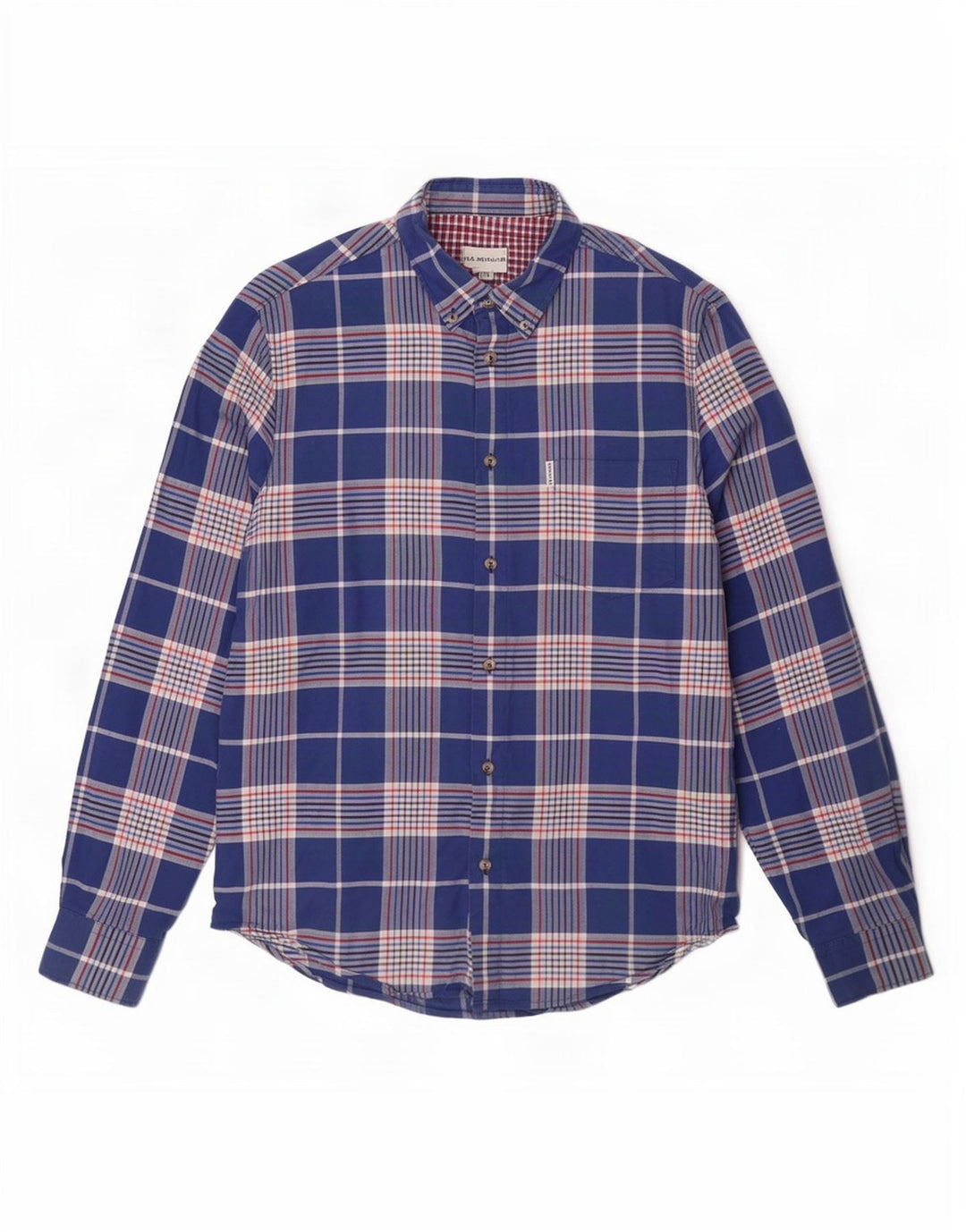 Camisa masculina Ben Sherman grande algodão xadrez azul marinho