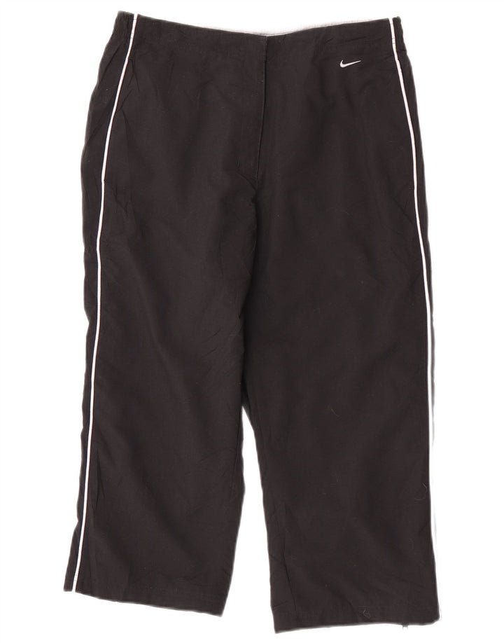 Bermuda esportiva feminina Nike UK 8/10 pequena listrada preta de poliéster